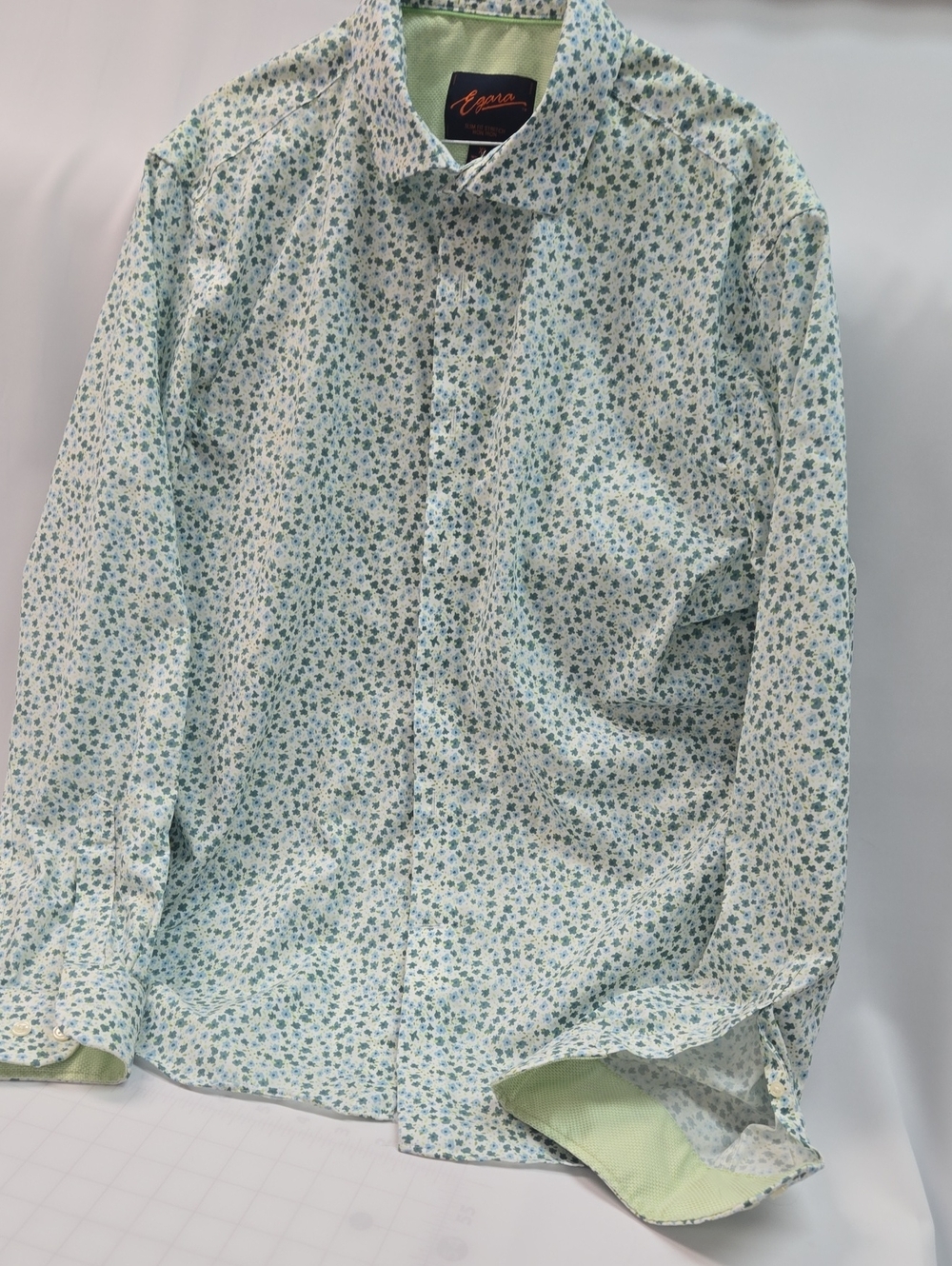 Egara Men's Mint Green Micro Floral Button-Down Shirt